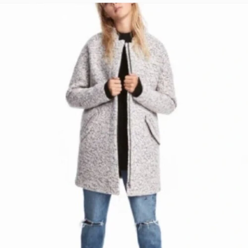 Divided by H&M Wool Blend Coat in Bouclé Yarn